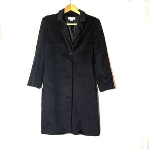 Brooks Brothers Wool Angora Cashmere Coat Black One Button‎ USA Size 10